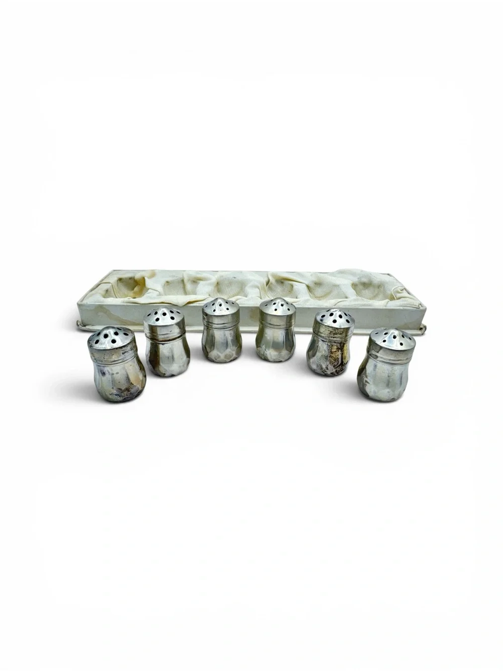 Antique 1900-1910 Mini Neo-Classic Sterling Silver S&P Shakers Boxed Set of Six